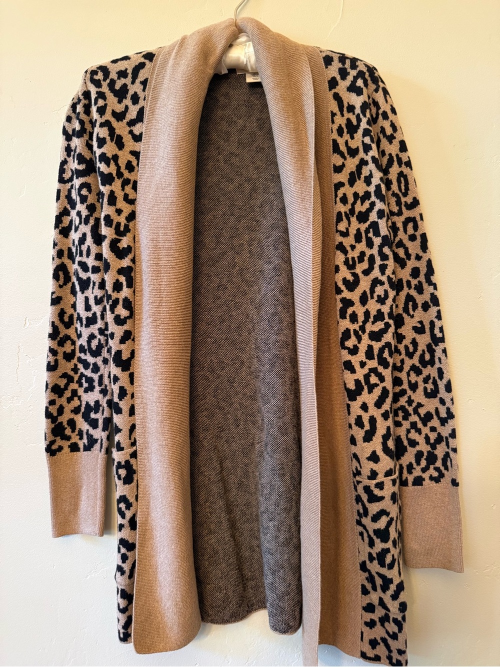 Yes Lola Leopard Print Open Front Cardigan Sweater Tan Black [Insert Size]